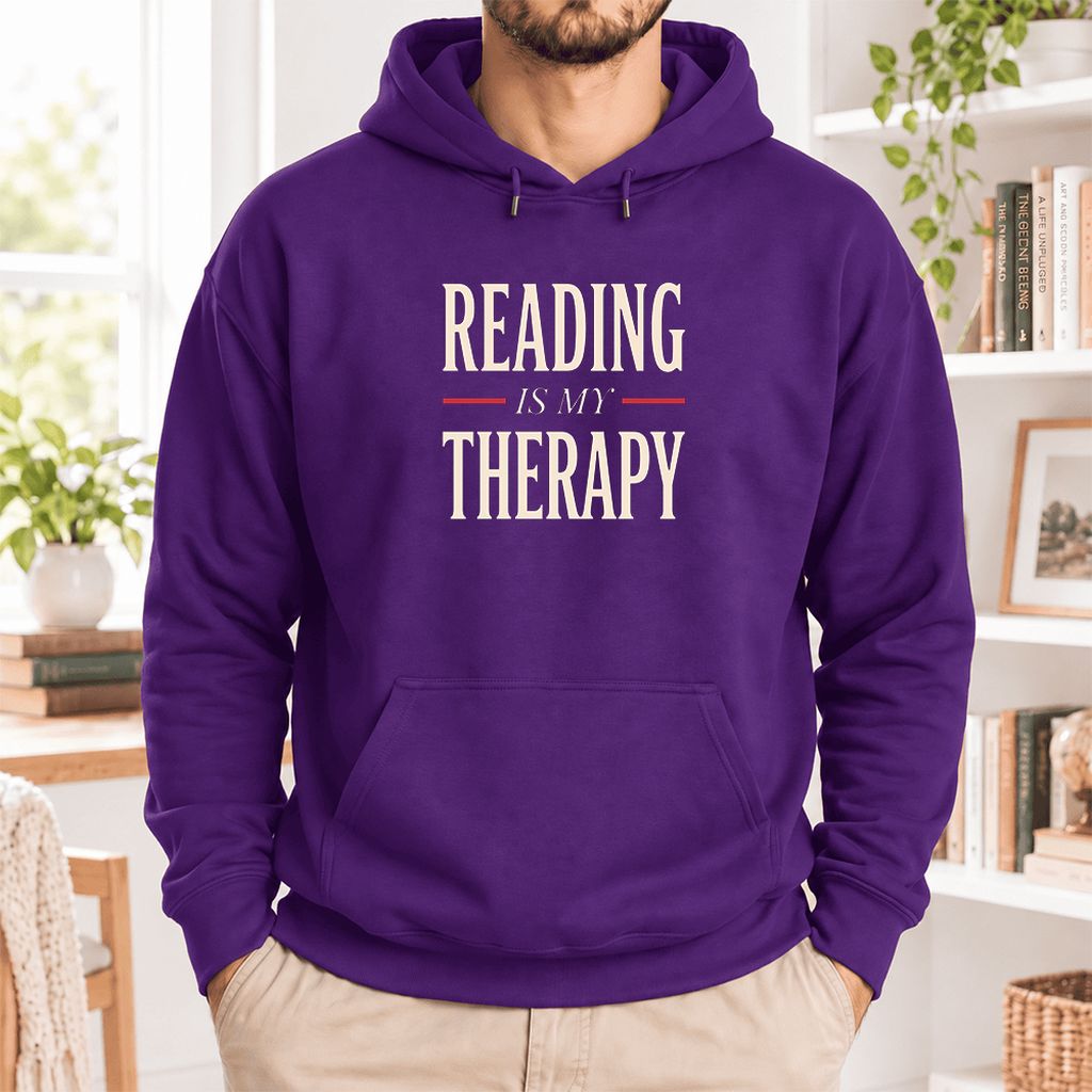 Reading Is My Therapy Softstyle Hoodie | Book Lover Gift Purple