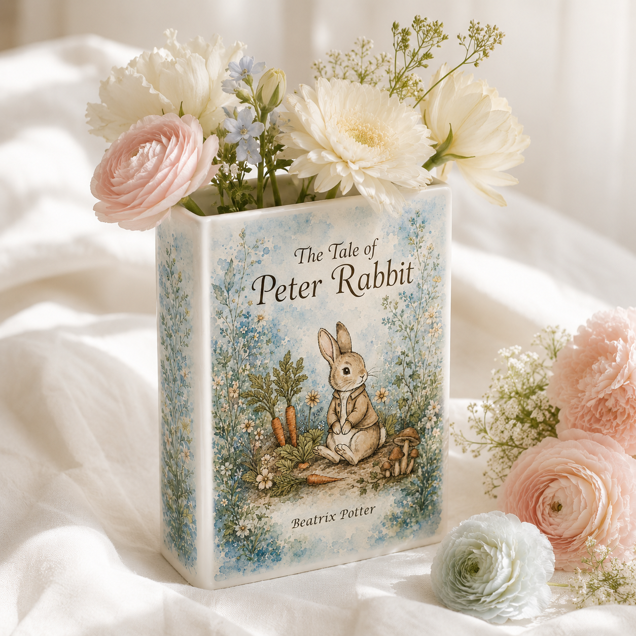 The Tale of Peter Rabbit Ceramic Book Vase Book Lover Gift