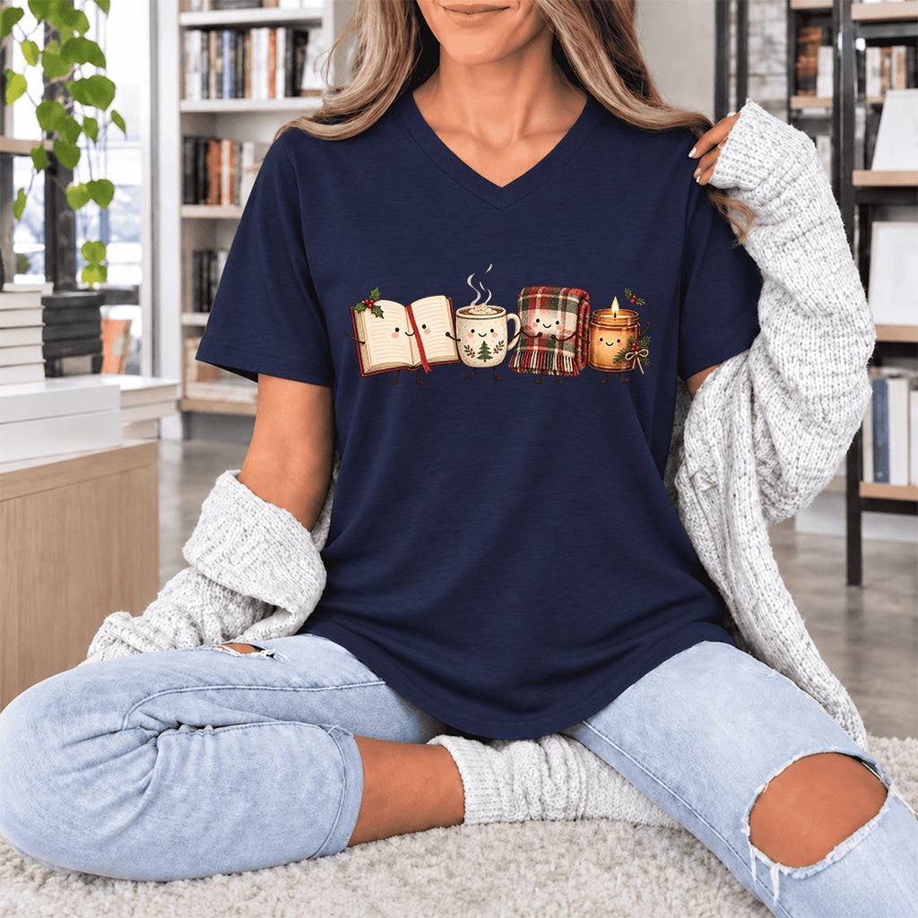 Christmas Cozy Club Ultra-Soft V-Neck | Christmas Gift Navy