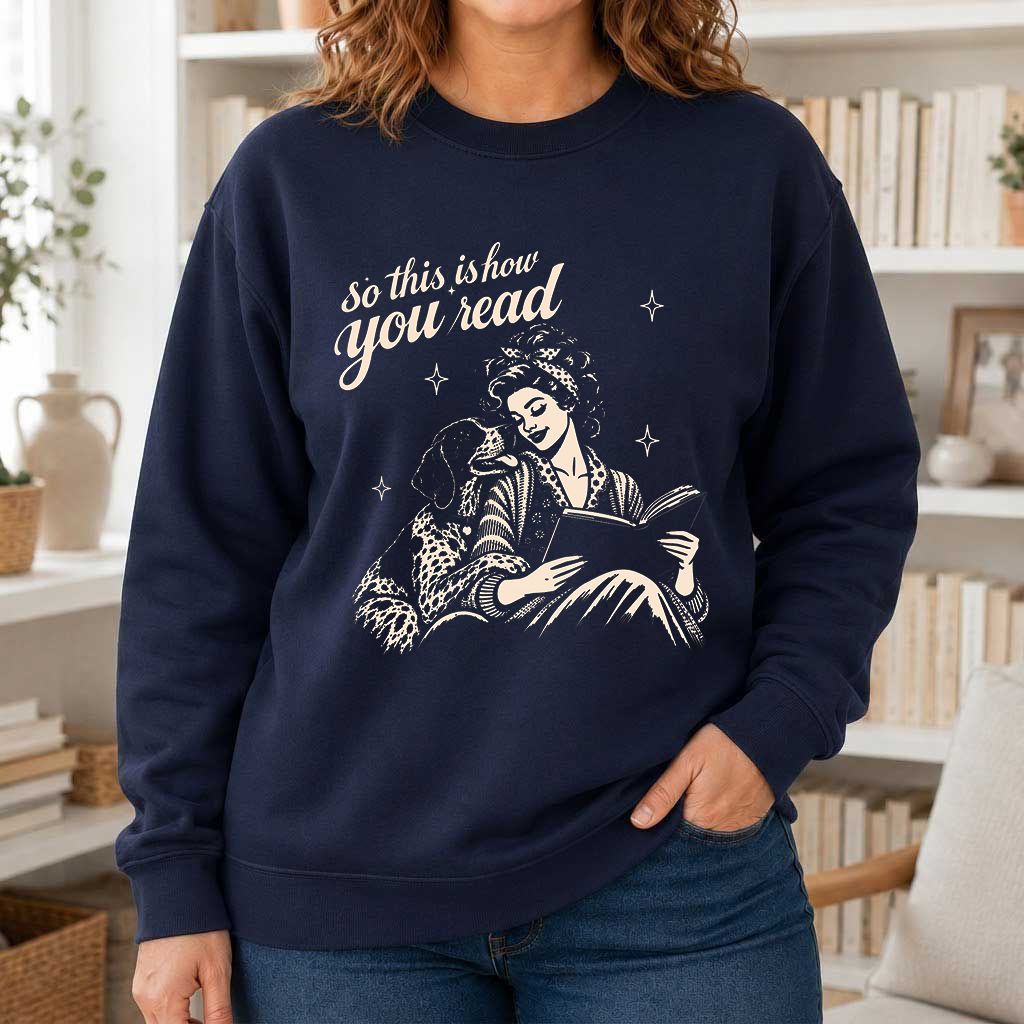 How You Read German Shorthaired Pointer Printed Sweatshirt | Reader Gift Navy