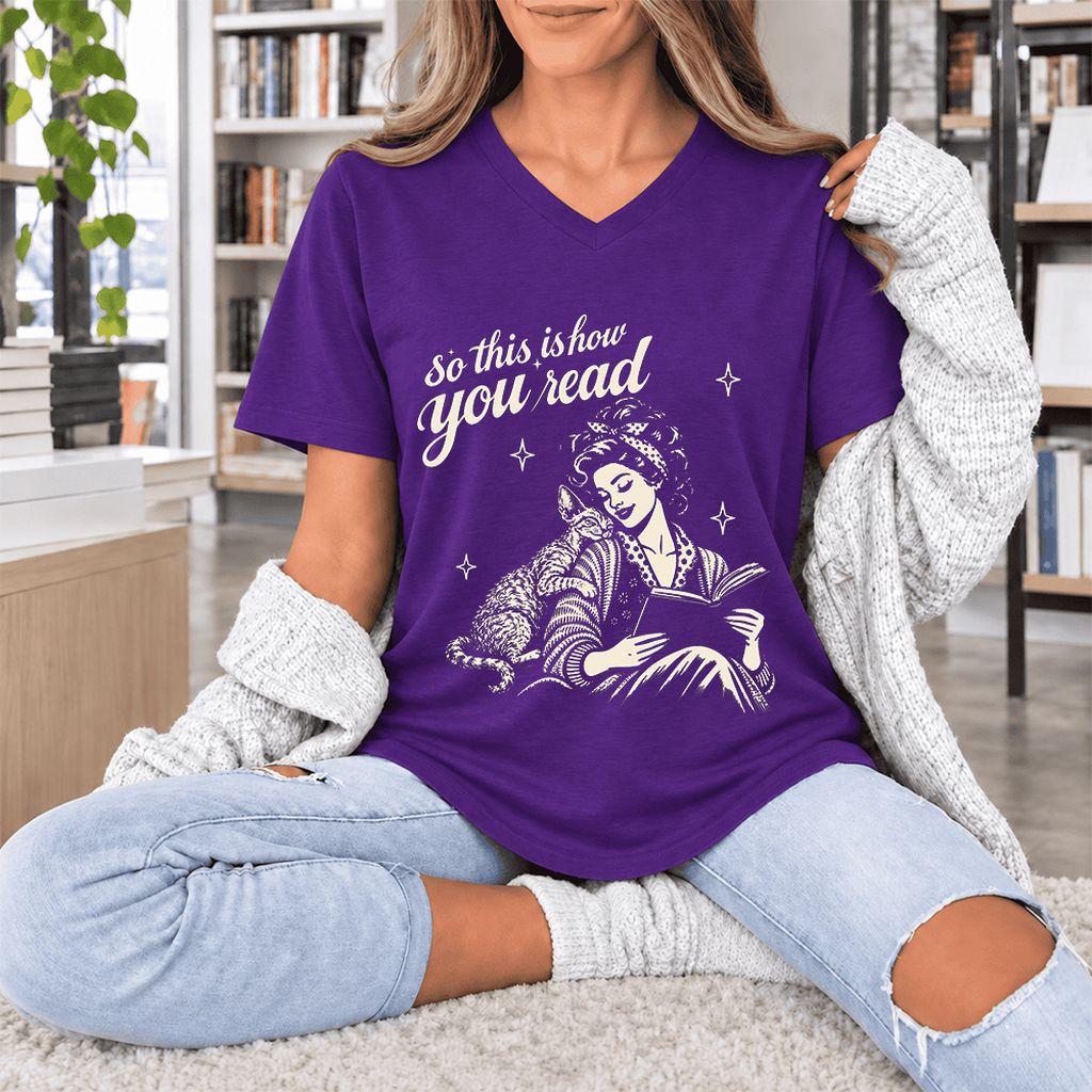 How You Read Printed Devon Rex Sweatshirt | Cat Lover Reader Gift Team Purple