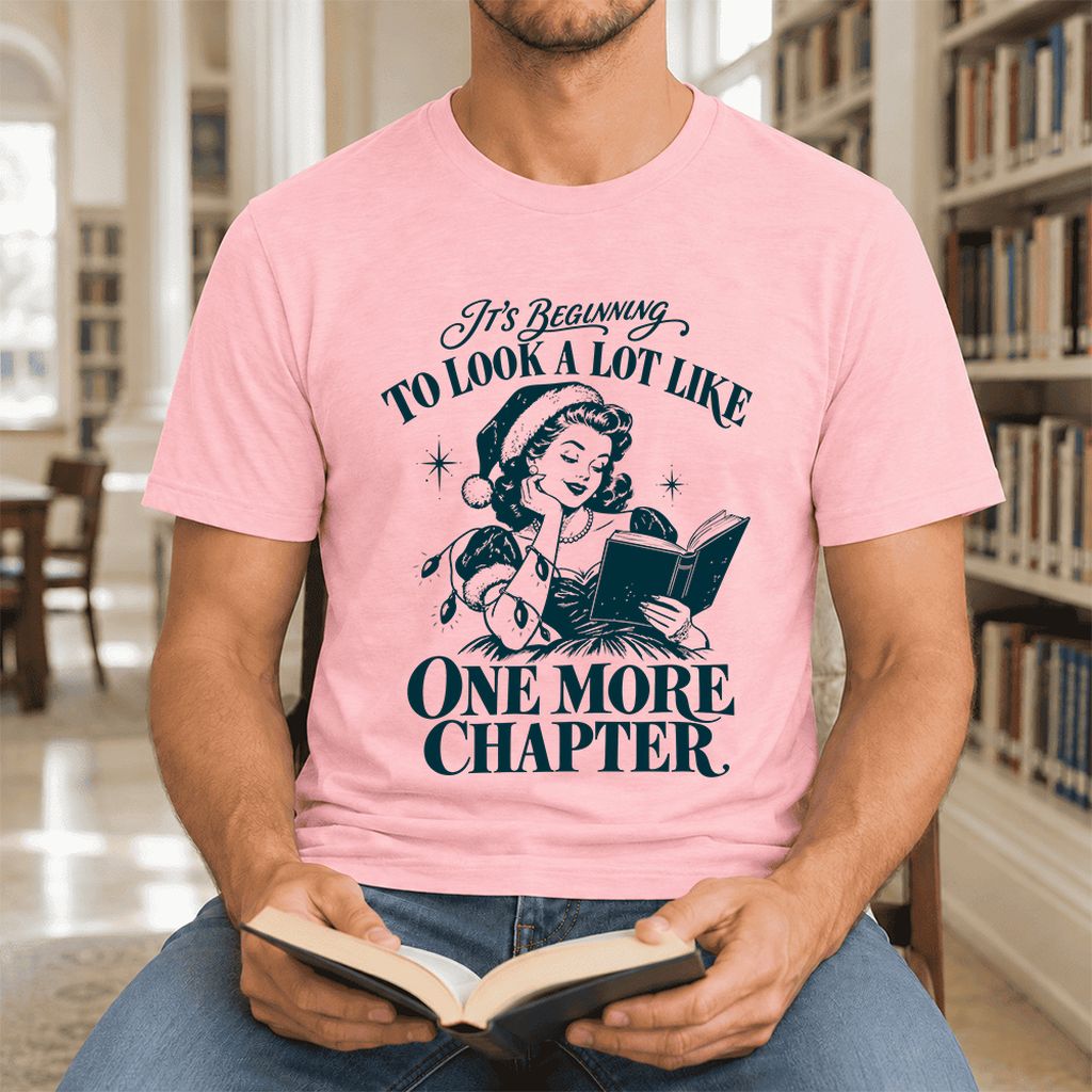 One More Chapter Ultra-Soft Cotton T-Shirt | Christmas Reader Gift Pink