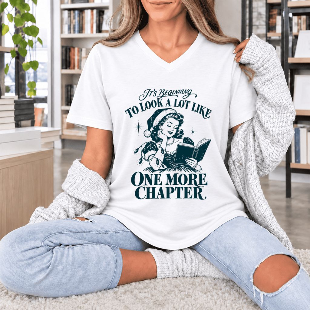 One More Chapter Ultra-Soft V-Neck | Christmas Reader Gift White