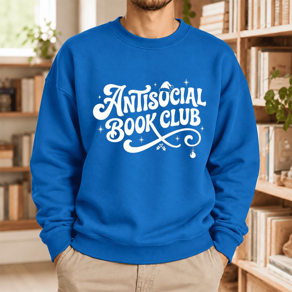 Antisocial Book Club Softstyle Sweatshirt | Christmas Book Lover Gift Royal