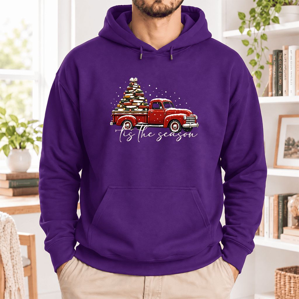 Tis The Season Softstyle Hoodie | Christmas Book Lover Gift Purple