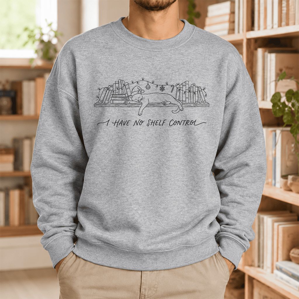 I Have No Shelf Control Softstyle Sweatshirt | Christmas Book Lover Gift Sport Grey