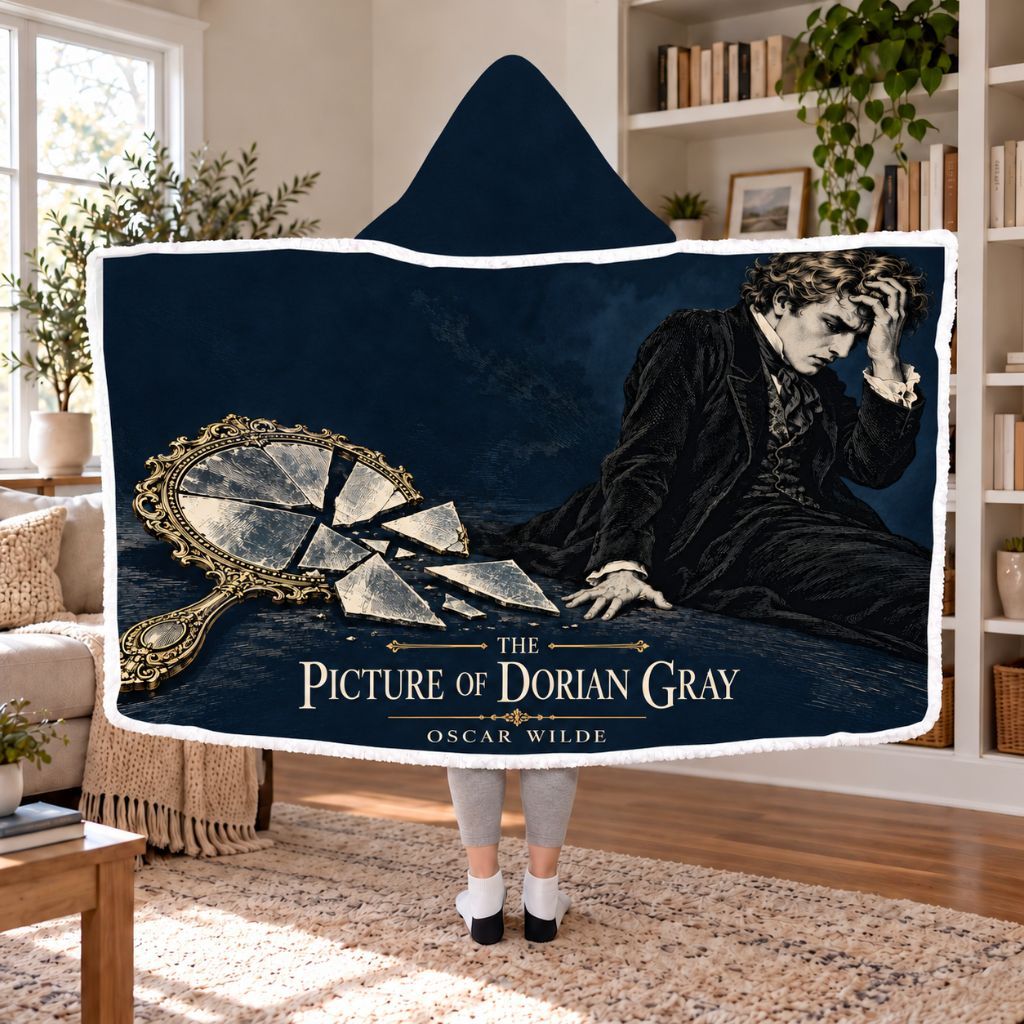 The Picture Of Dorian Gray Sherpa Hooded Blanket | Classic Book Lover Gift White