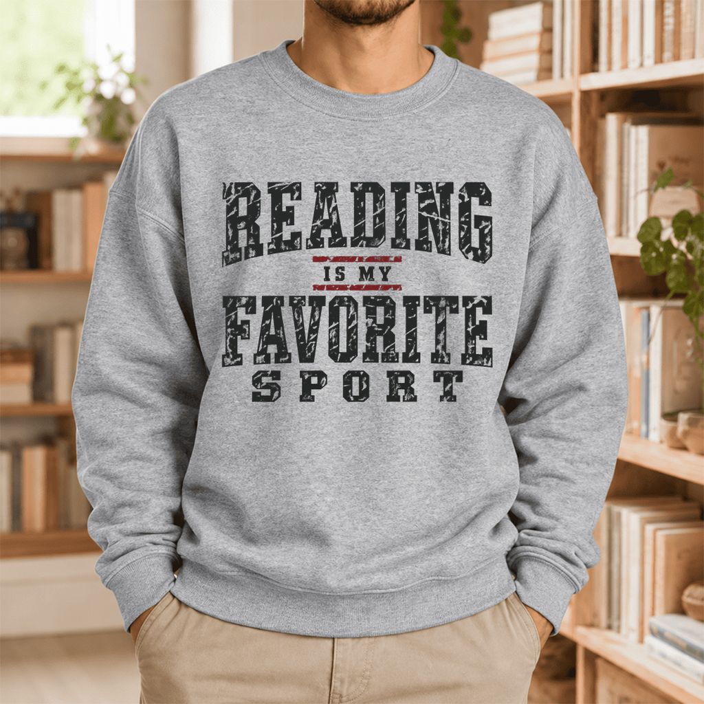 Reading Is My Favorite Sport Softstyle Sweatshirt | Book Lover Gift Sport Grey