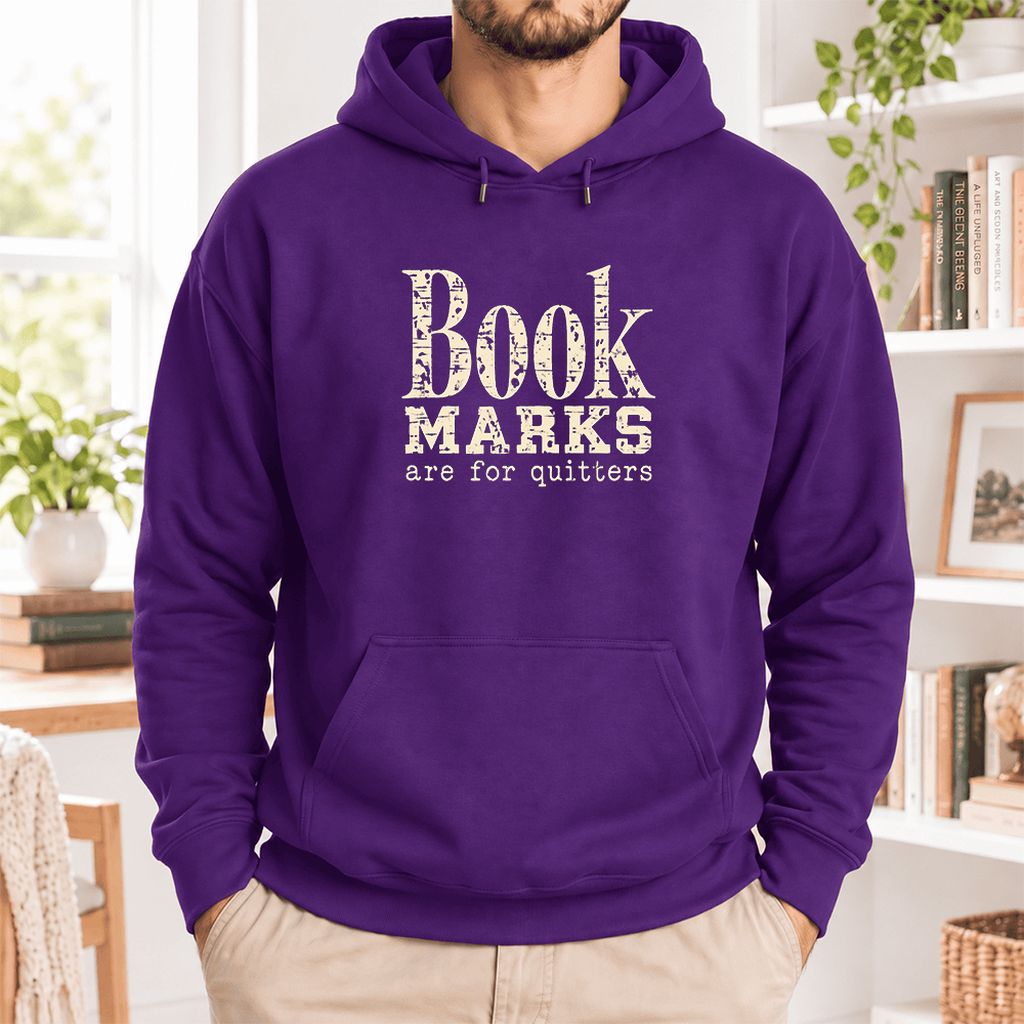 Bookmarks Are For Quitters Softstyle Hoodie | Funny Book Lover Gift Purple