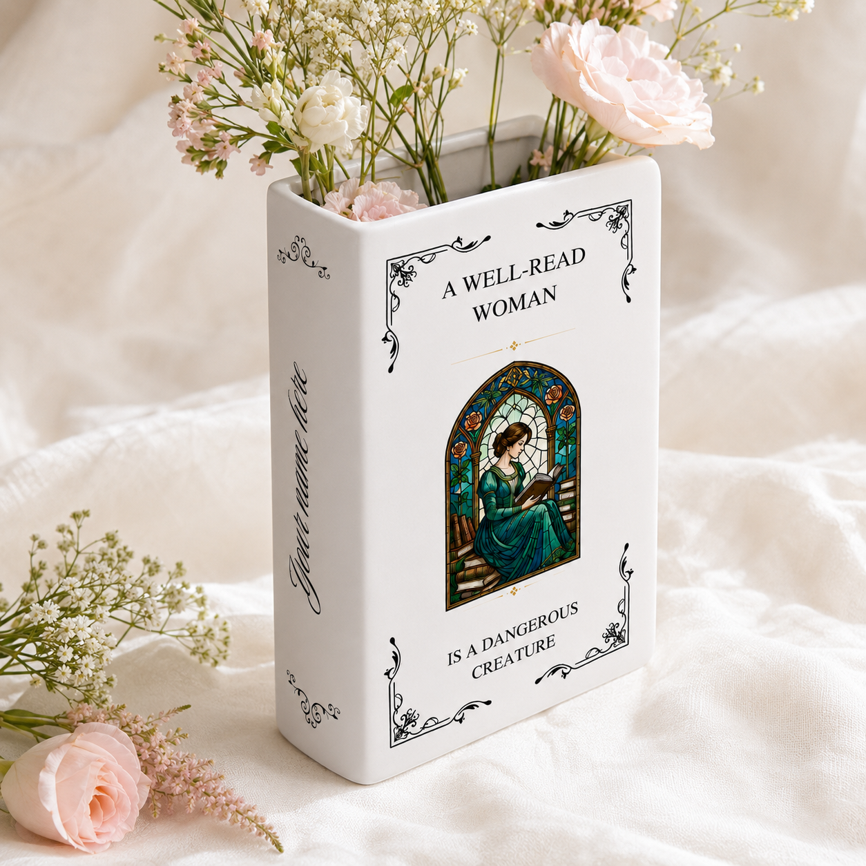 Personalized A Well-read Woman Is A Dangerous Creature Ceramic Book Vase Book Lover Gift