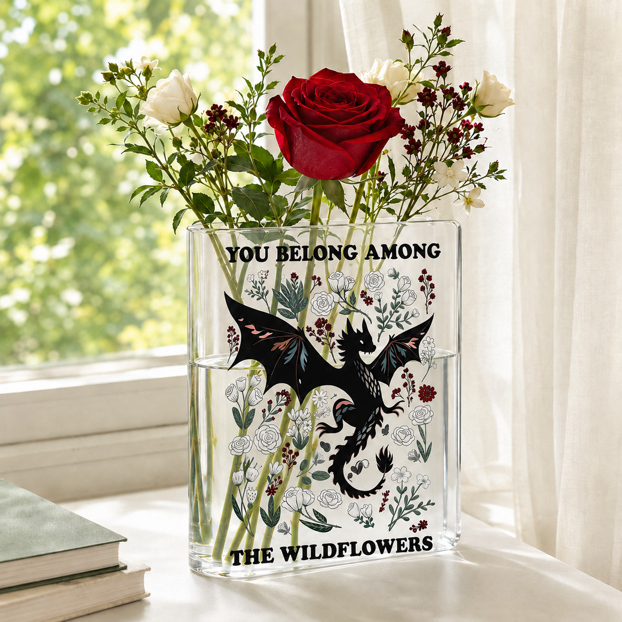 Fantasy Dragon Acrylic Book Vase Book Lover Gift