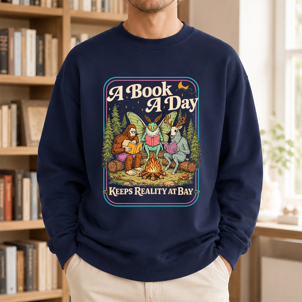 Cryptid Book Club Crewneck Sweatshirt | Reader Gift Navy