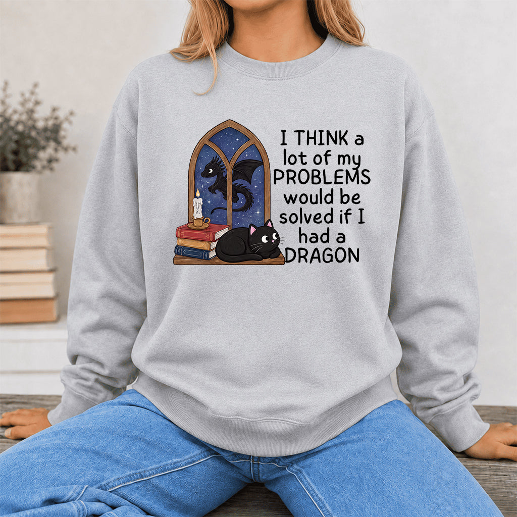If I Could Have A Dragon Crewneck Sweatshirt | Reader Gift Sport Grey