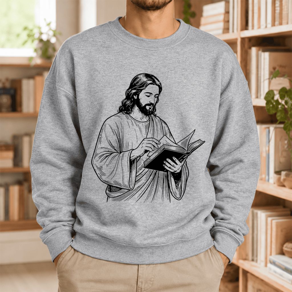 Reading Jesus Softstyle Sweatshirt | Inspiring Reader Gift Sport Grey
