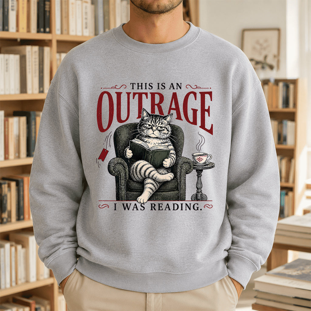 This Is An Outrage Crewneck Sweatshirt | Reader Gift Sport Grey