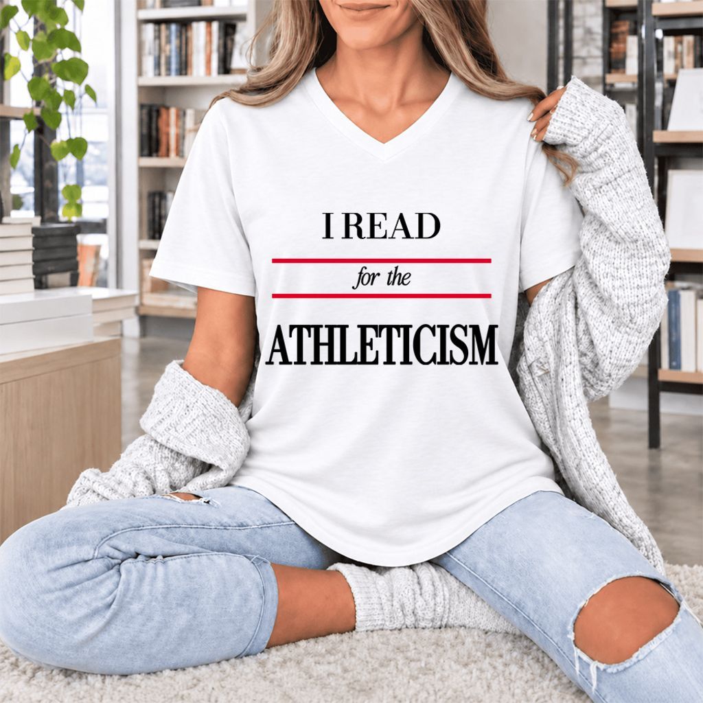 I Read For The Athleticism Ultra-Soft V-Neck | Reader Gift White