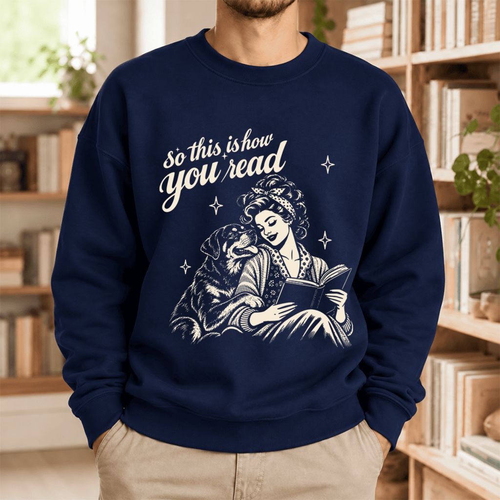 How You Read Rottweiler Softstyle Sweatshirt | Cozy Dog Mom Reader Gift Navy