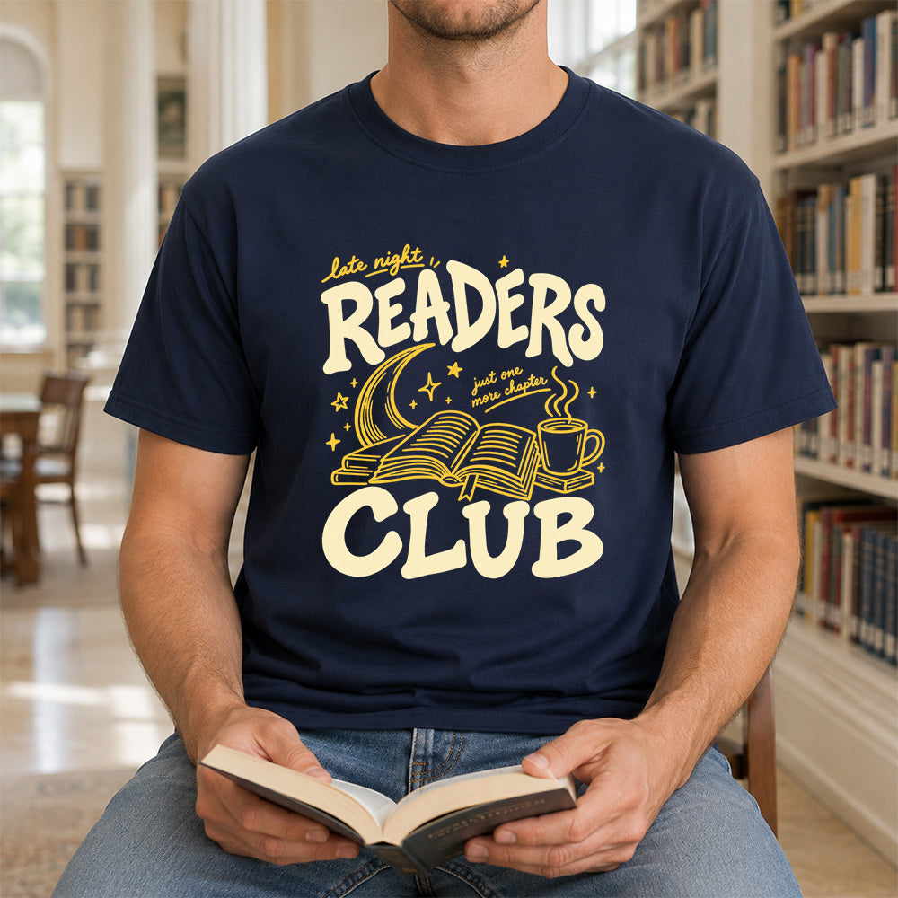 Late Night Readers Club Softstyle T-Shirt | Book Lover Gift Navy