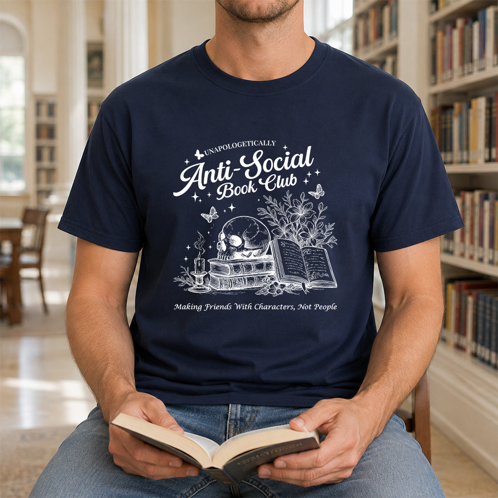 Anti-Social Book Club Softstyle T-Shirt | Book Lover Gift Navy