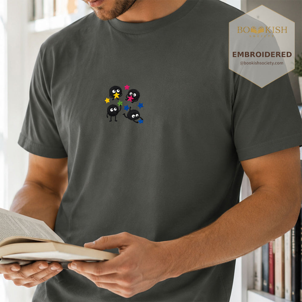 Embroidered Sprite Catching Star Candy Comfort Color ® T-shirt Book Lover Gift pepper