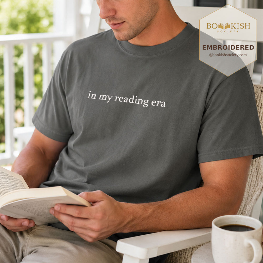 Embroidered In My Reading Era Comfort Color ® T-shirt Book Lover Gift Pepper