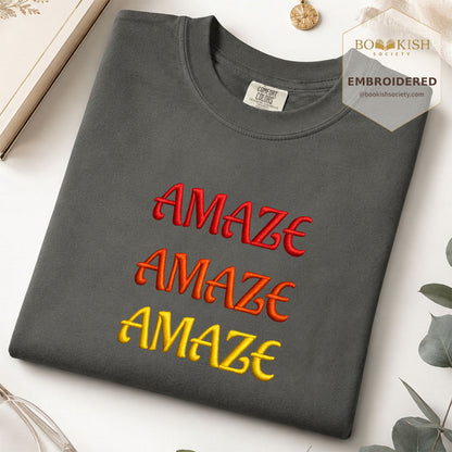Embroidered Amaze Amaze Amaze Comfort Color ® T-shirt Book Lover Gift Graphite