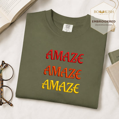 Embroidered Amaze Amaze Amaze Comfort Color ® T-shirt Book Lover Gift Hemp