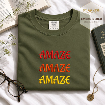 Embroidered Amaze Amaze Amaze Comfort Color ® T-shirt Book Lover Gift Hemp