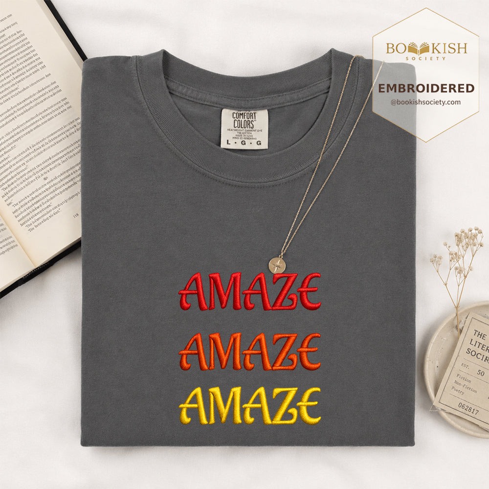 Embroidered Amaze Amaze Amaze Comfort Color ® T-shirt Book Lover Gift Pepper