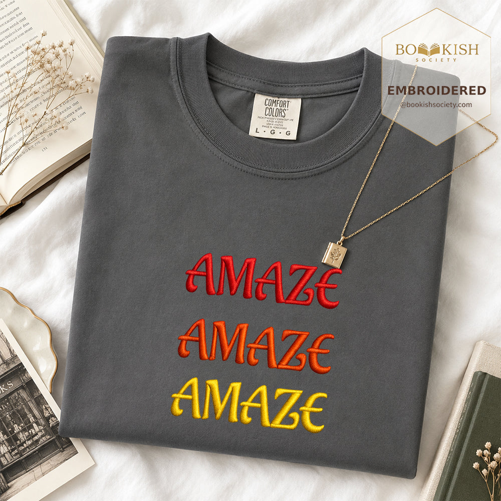 Embroidered Amaze Amaze Amaze Comfort Color ® T-shirt Book Lover Gift Pepper