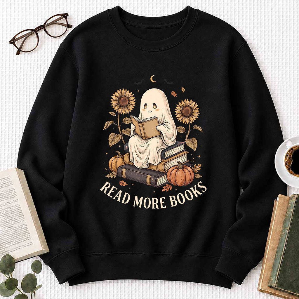 Read More Books Printed Sweatshirt | Cozy Book Lover Gift Black