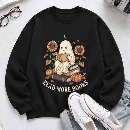 Read More Books Printed Sweatshirt | Cozy Book Lover Gift Black