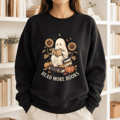 Read More Books Printed Sweatshirt | Cozy Book Lover Gift Black