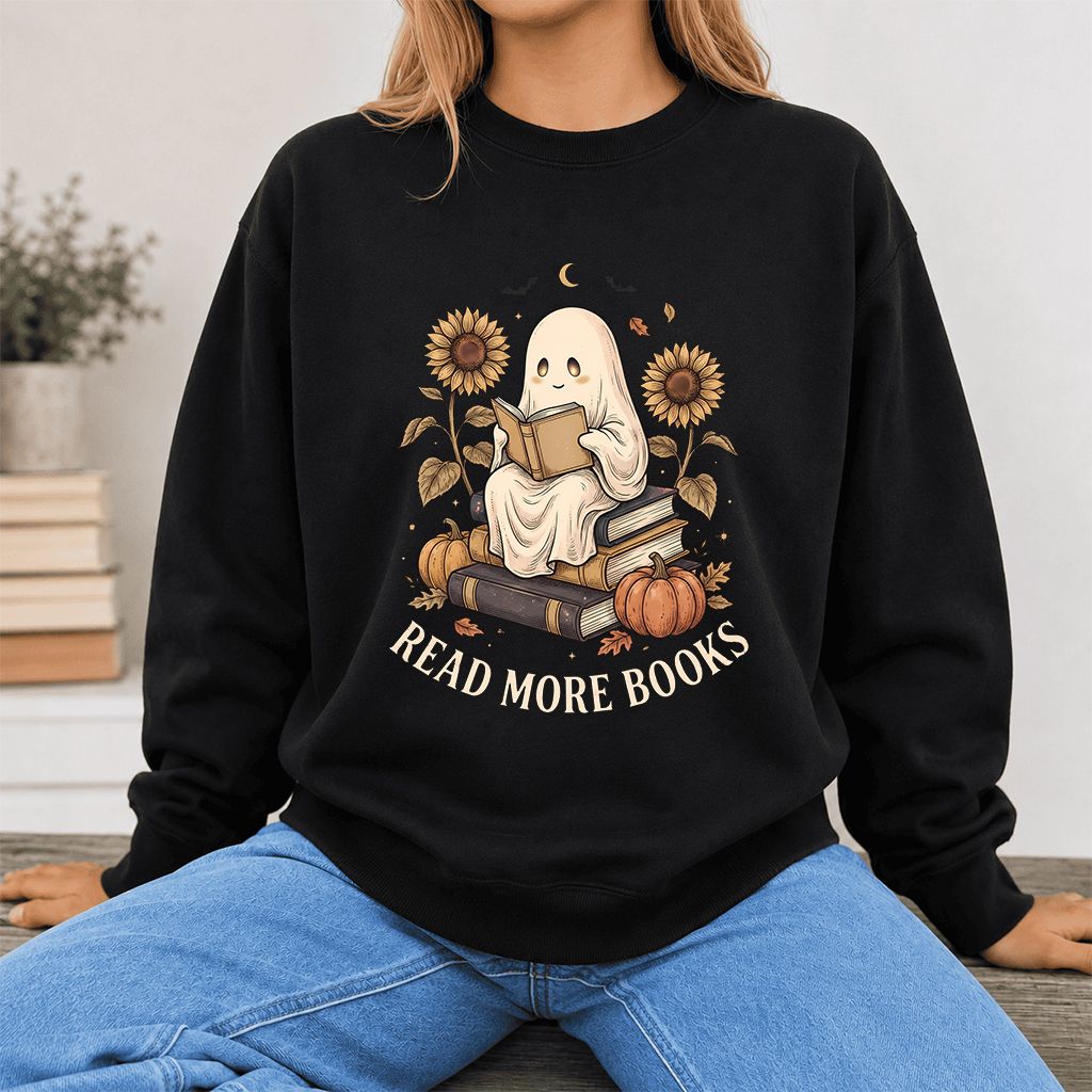 Read More Books Printed Sweatshirt | Cozy Book Lover Gift Black