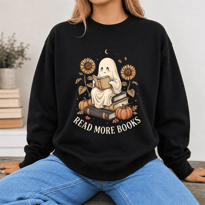 Read More Books Printed Sweatshirt | Cozy Book Lover Gift Black