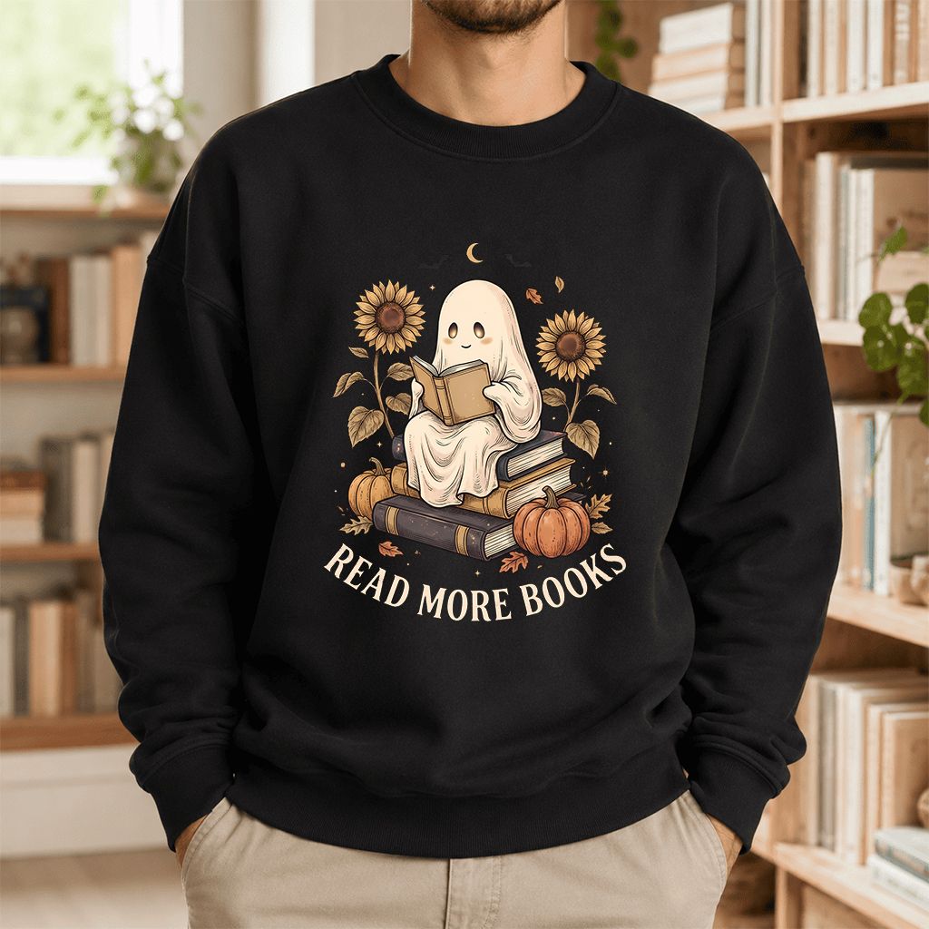 Read More Books Printed Sweatshirt | Cozy Book Lover Gift Black