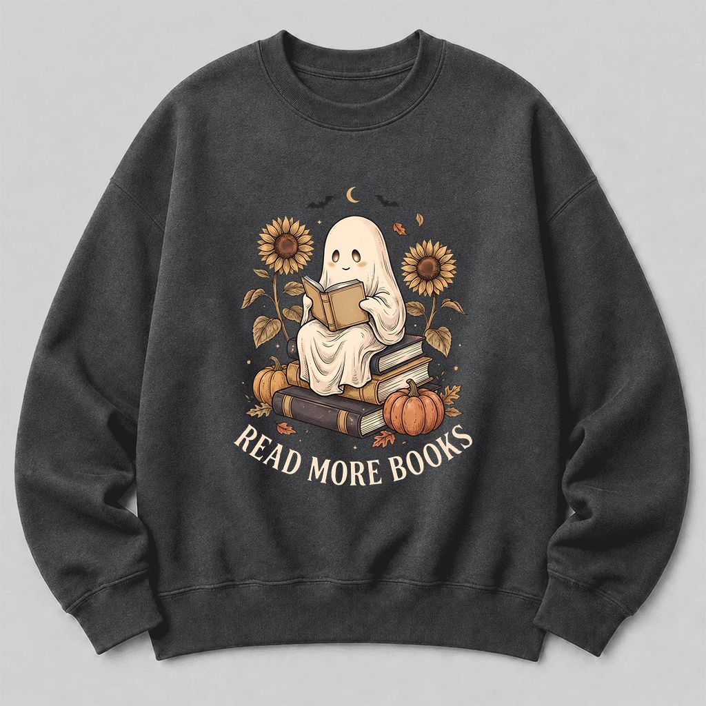 Read More Books Printed Sweatshirt | Cozy Book Lover Gift Dark Heather