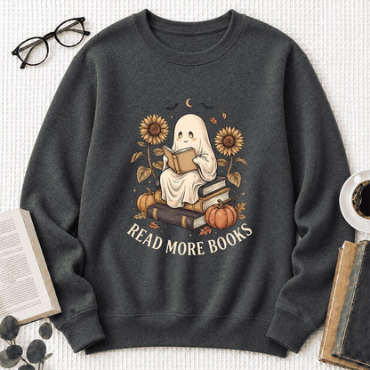 Read More Books Printed Sweatshirt | Cozy Book Lover Gift Dark Heather