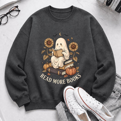 Read More Books Printed Sweatshirt | Cozy Book Lover Gift Dark Heather