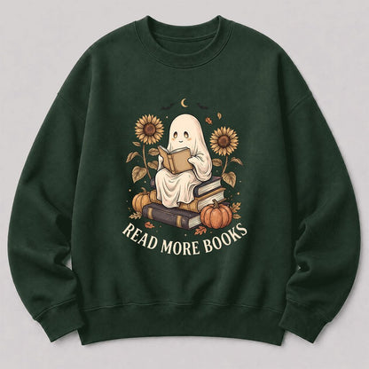 Read More Books Printed Sweatshirt | Cozy Book Lover Gift Forest Green