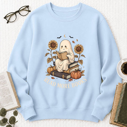 Read More Books Printed Sweatshirt | Cozy Book Lover Gift Light Blue