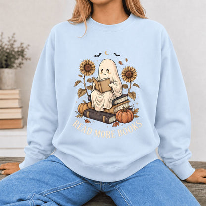 Read More Books Printed Sweatshirt | Cozy Book Lover Gift Light Blue