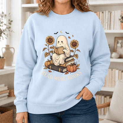 Read More Books Printed Sweatshirt | Cozy Book Lover Gift Light Blue