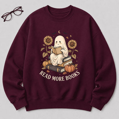 Read More Books Printed Sweatshirt | Cozy Book Lover Gift Maroon