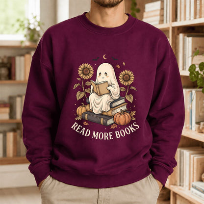 Read More Books Printed Sweatshirt | Cozy Book Lover Gift Maroon