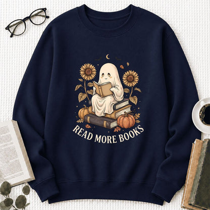 Read More Books Printed Sweatshirt | Cozy Book Lover Gift Navy