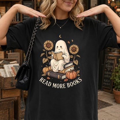 Read More Books Printed T-Shirt | Cozy Book Lover Gift Black