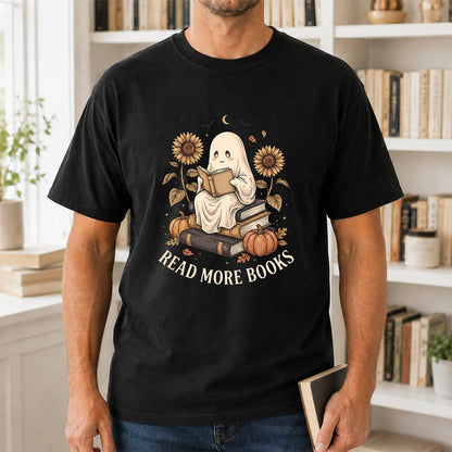 Read More Books Printed T-Shirt | Cozy Book Lover Gift Black