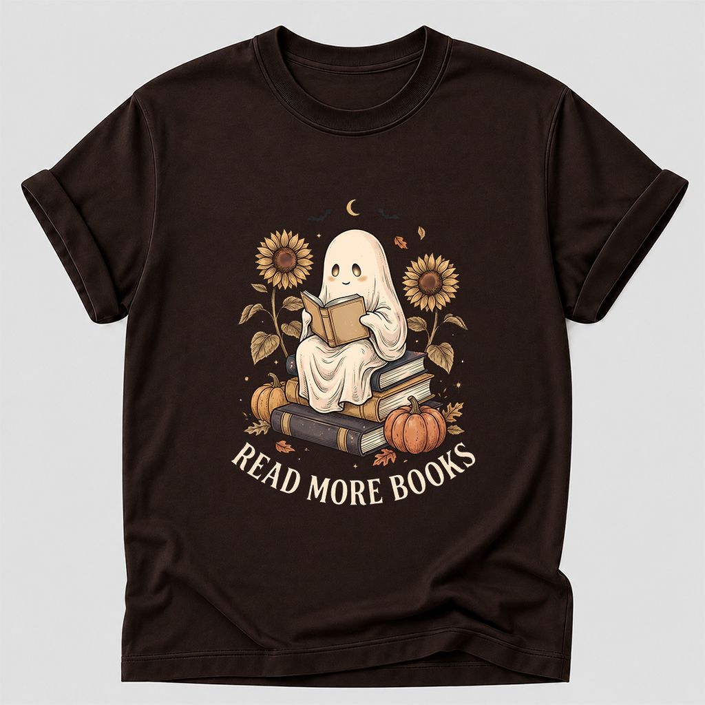 Read More Books Printed T-Shirt | Cozy Book Lover Gift Dark Chocolate
