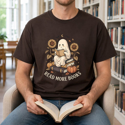Read More Books Printed T-Shirt | Cozy Book Lover Gift Dark Chocolate